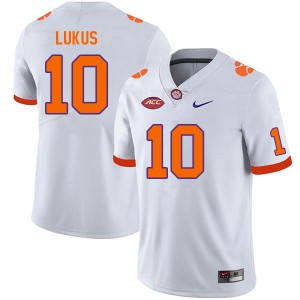 Clemson Tigers Jeadyn Lukus #10 White NCAA Jersey - White