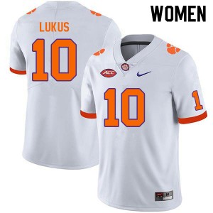 Clemson Jeadyn Lukus #10 White University Jersey - White