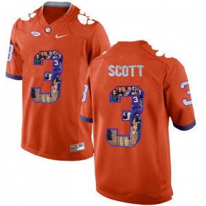 Clemson Tigers #3 Artavis Scott Orange Stitched Printing Player Portrait Football Jersey