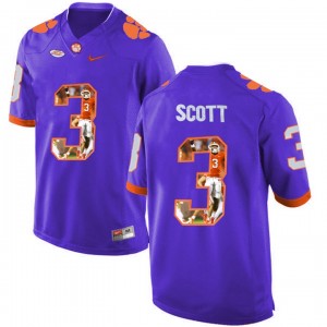 Printing Player Portrait Purple Stitched Football #3 Artavis Scott Clemson Tigers Jersey