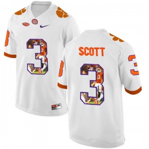 Artavis Scott Clemson Tigers Jersey White #3 Stitched Football Printing Player Portrait 