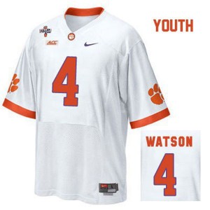 Youth White #4 Deshaun Watson Clemson Tigers Jersey