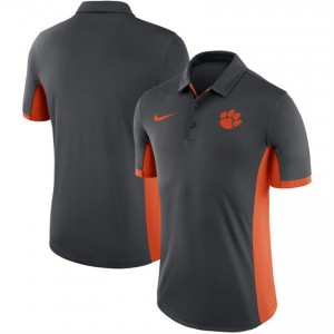 Clemson Tigers Anthracite Nike Evergreen Button-Up Dri-Fit Polo