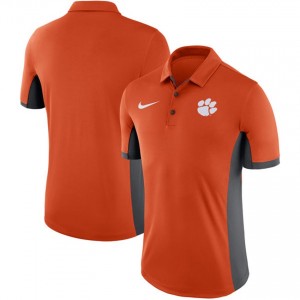 Clemson Tigers Evergreen Button-Up Dri-Fit Polo Orange Nike