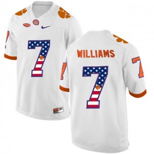 #7 Men's Mike Williams Clemson Tigers Jersey Stitched White 2017 US Flag Football 