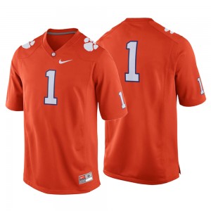 Men's Clemson Tigers Jersey Orange #1 Game Football 