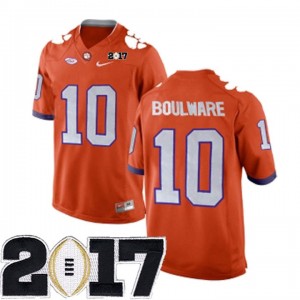 #10 Men's Ben Boulware Clemson Tigers Jersey Stitched Orange 2017 National Championship Bound 