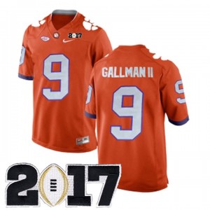 Men's Clemson Tigers #9 Wayne Gallman II Orange Stitched 2017 National Championship Bound Jersey