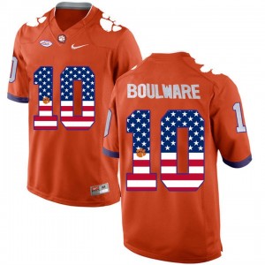 #10 Men's Ben Boulware Clemson Tigers Jersey Orange US Flag Football 