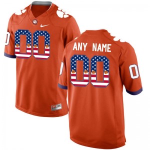 Men's Clemson Tigers Jersey Orange #00 Stitched Football US Flag Custom 