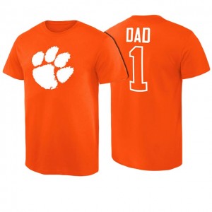 Men's Clemson Tigers Short Sleeve T-Shirt Orange Number 1 Dad 