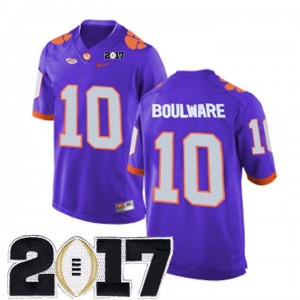 Clemson Tigers Ben Boulware #10 Men's Stitched 2017 National Championship Bound Jersey - Purple