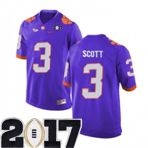 Men's Clemson Tigers #3 Artavis Scott Purple Stitched 2017 National Championship Bound Jersey