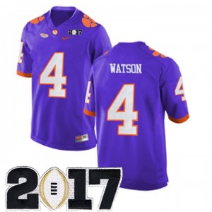 #4 Men's Deshaun Watson Clemson Tigers Jersey Stitched Purple 2017 National Championship Bound 