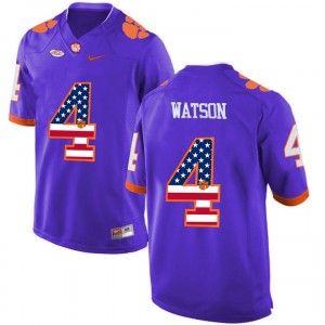 Men's DeShaun Watson Clemson Tigers Jersey Purple #4 Football US Flag 