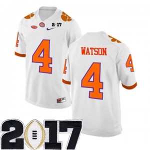 #4 Deshaun Watson White Men's Stitched 2017 National Championship Bound Clemson Tigers Jersey