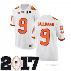 Men's Wayne Gallman II Clemson Tigers Jersey White #9 Stitched 2017 National Championship Bound 