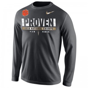 Anthracite Men's Playoff 2016 National Champions Locker Room Football Clemson Tigers Long Sleeve T-Shirt