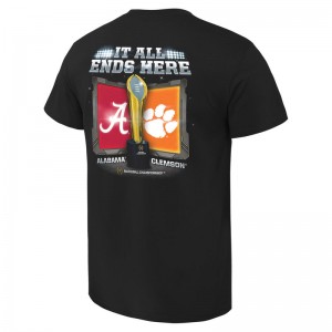 Clemson Tigers Men's Game vs Alabama Crimson Tide 2016 Playoffs National Championship Dueling Under the Lights Football T-shirt - Black