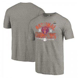 Men's Clemson Tigers Gray Playoff 2016 National Champions Screen Pass Football Tri-Blend T-Shirt