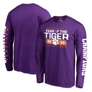 Heather Purple Men's Playoff 2016 National Champions Play Action Football Clemson Tigers Long Sleeve T-Shirt