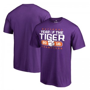 S-3XL Football Clemson Tigers Men's Heather Purple Playoff 2016 National Champions Play Action T-shirt