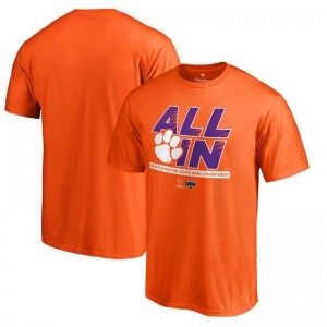 Men's Clemson Tigers T-shirt Orange Playoff 2016 Fiesta Bowl Champions All In Football 