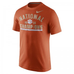 Men's Clemson Tigers Orange Playoff 2016 National Champions Celebration Football T-shirt