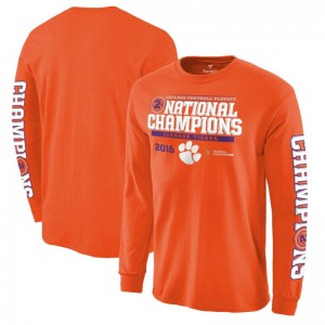 Playoff 2016 National Champions Multi-Champ Men's Orange Football Clemson Tigers Long Sleeve T-Shirt