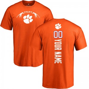 Men's Clemson Tigers T-shirt Orange Football Customized Backer Customized 