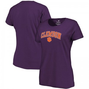 S-3XL Clemson Tigers Women's Purple Campus Short Sleeve T-Shirt