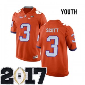 S-3XL Artavis Scott Clemson Tigers #3 Stitched Youth Orange 2017 National Championship Bound Jersey