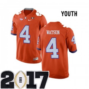 Clemson Tigers Deshaun Watson #4 Youth Stitched 2017 National Championship Bound Jersey - Orange