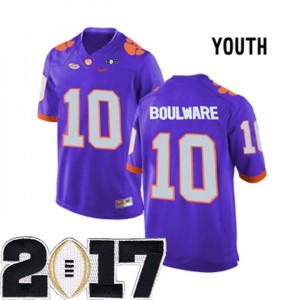 Youth Ben Boulware Clemson Tigers Jersey Purple #10 Stitched 2017 National Championship Bound 