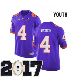 #4 Deshaun Watson Purple Youth Stitched 2017 National Championship Bound Clemson Tigers Jersey