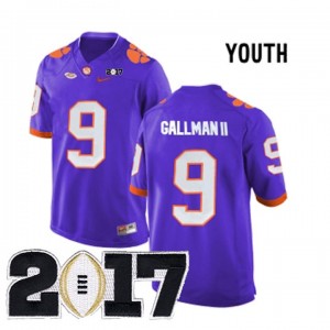 #9 Youth Wayne Gallman II Clemson Tigers Jersey Stitched Purple 2017 National Championship Bound 