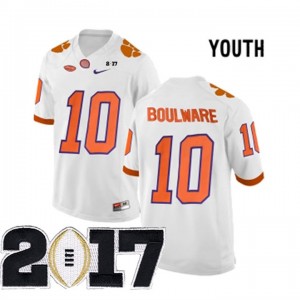 Youth Clemson Tigers #10 Ben Boulware White Stitched 2017 National Championship Bound Jersey