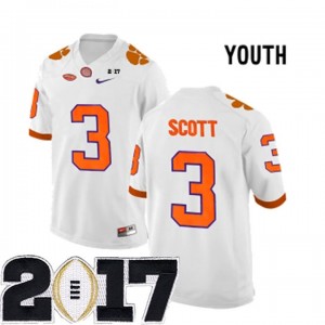 #3 Youth Artavis Scott Clemson Tigers Jersey Stitched White 2017 National Championship Bound 