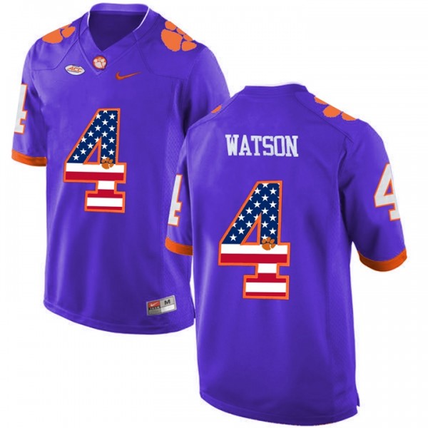 Men's DeShaun Watson Clemson Tigers Jersey Purple #4 Football US ...