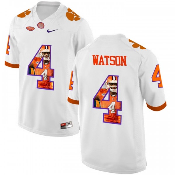 Men S Clemson Tigers 4 Deshaun Watson White Player Pictorial