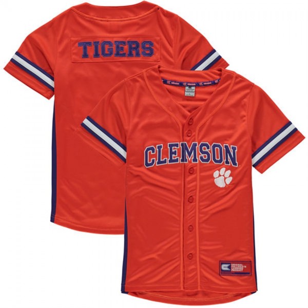 Orange Youth Baseball Clemson Tigers Button Up Strike Zone Jersey