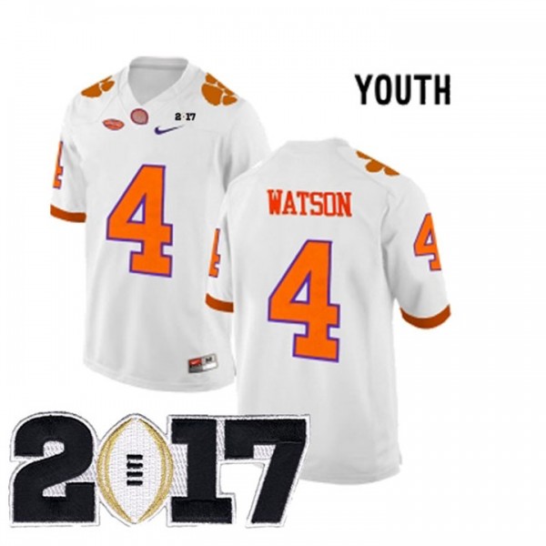 2017 National Championship Bound Youth White Stitched #4 Deshaun Watson  Clemson Tigers Jersey - Deshaun Watson Clemson Jersey